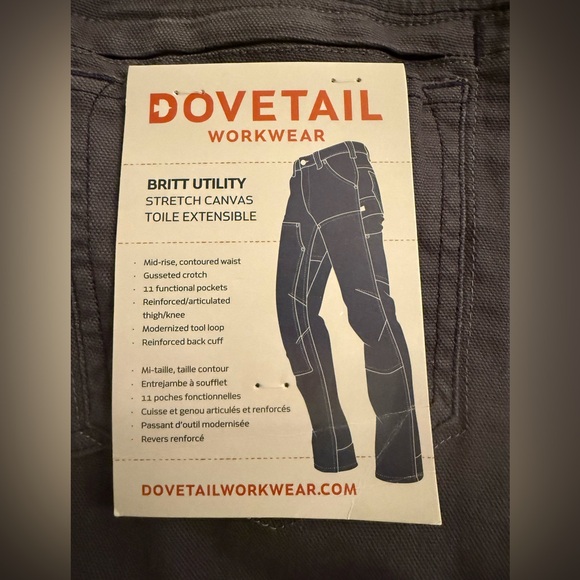 Dovetail Workwear Britt Utility pant dark gray canvas, 8, NWT - Picture 3 of 7